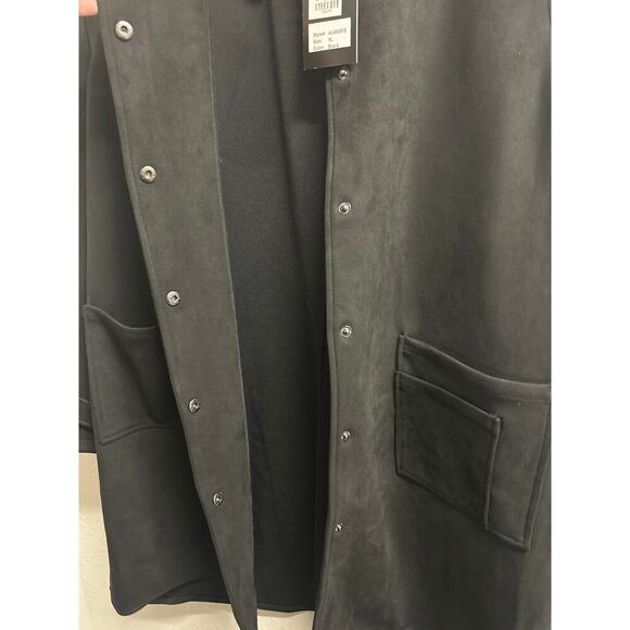 NWT Ace Ivy Women’s Snap Up Black Faux Suede Trench Coat Jacket size XL $158 - Picture 7 of 11